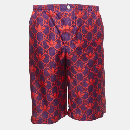 Gucci X Adidas Marco GG/Trefoil Print Silk Shorts S - Gucci - Modalova