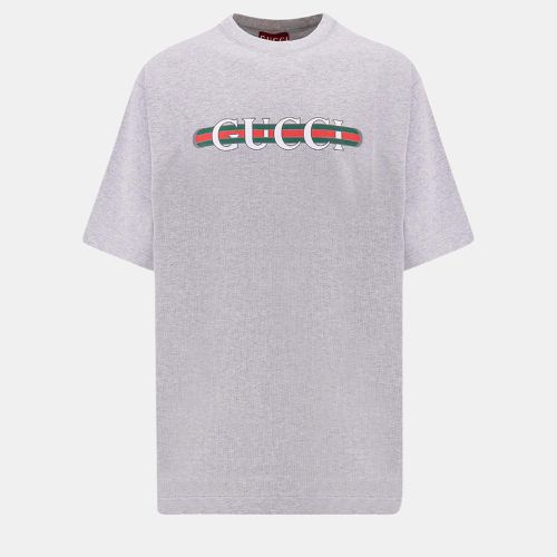 Cotton Web print T-Shirt IT 48 - Gucci - Modalova