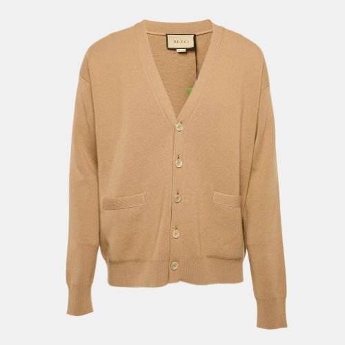 Gucci Camel Brown Cashmere Knit Button Front Cardigan M - Gucci - Modalova