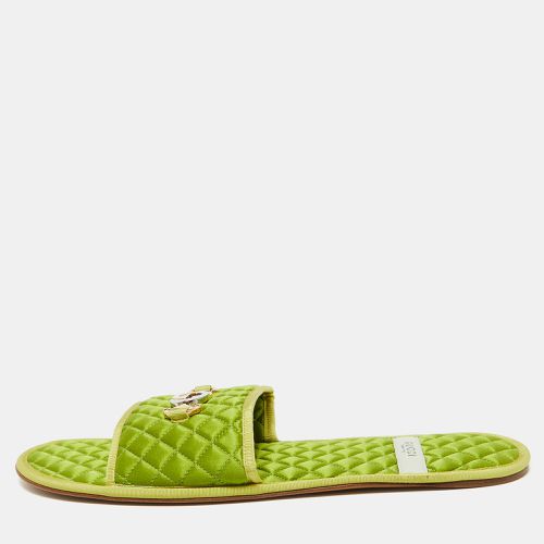 Quilted Satin Interlocking G Logo Flat Slides Size 44 - Gucci - Modalova