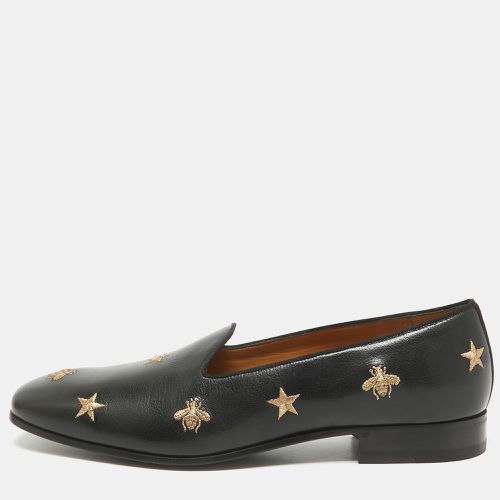 Leather Embroidered Bee and Star Slip On Loafers Size 44 - Gucci - Modalova