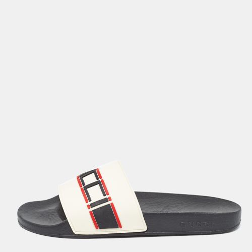 Gucci Cream Rubber Gucci Logo Slide Sandals Size 41 - Gucci - Modalova