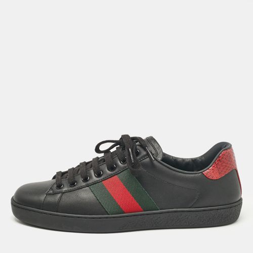 Leather and Python Embossed Leather Ace Lace Up Sneakers Size 41.5 - Gucci - Modalova