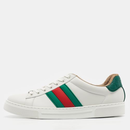 Gucci White Leather Web Detail Ace Sneakers Size 42.5 - Gucci - Modalova