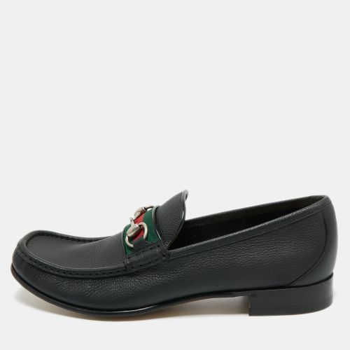 Gucci Black Leather Horsebit Web Loafers Size 44.5 - Gucci - Modalova