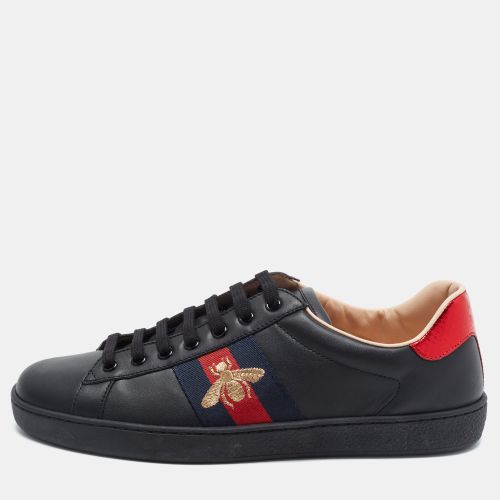 Ace Size 42.5 Leather and Python Embossed Web Bee Lace Up Sneakers - Gucci - Modalova
