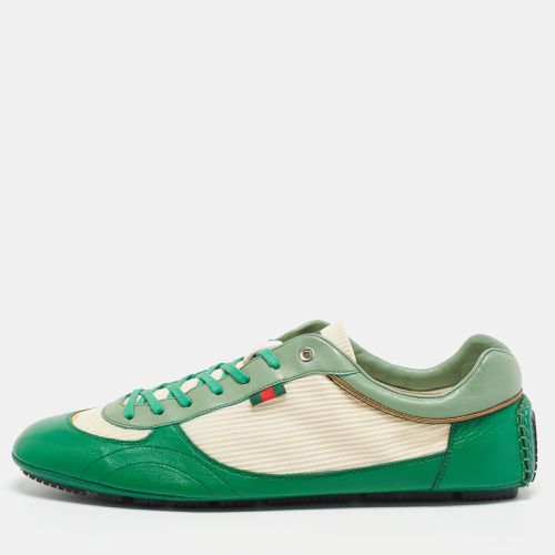 Gucci Green/White Leather and Fabric Low Top Sneakers Size 45.5 - Gucci - Modalova