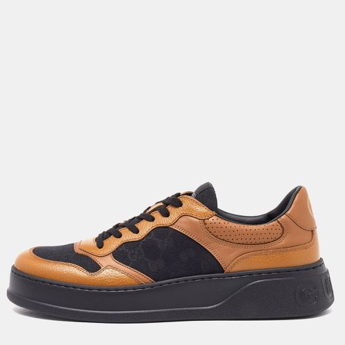 Gucci Brown/Black Leather and Monogram Canvas Low Top Sneakers Size 44 - Gucci - Modalova