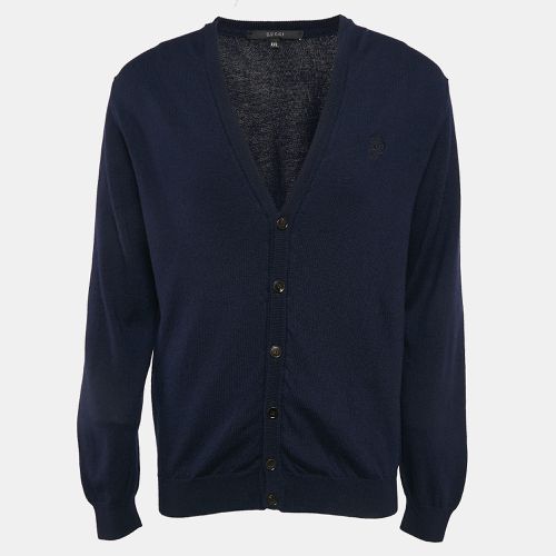 Gucci Navy Blue Rib Knit Buttoned Cardigan XXL - Gucci - Modalova