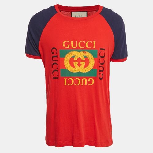 Gucci Red Printed Jersey Crew Neck T-Shirt S - Gucci - Modalova