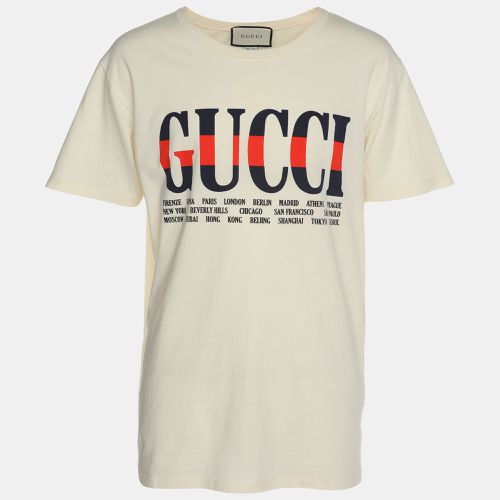 Gucci Cream Cotton Cities Graphic T-Shirt M - Gucci - Modalova