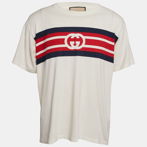 Gucci White Logo Print Jersey Crew Neck T-Shirt XS - Gucci - Modalova