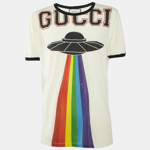 UFO Print Cotton Distressed Crew Neck T-Shirt XL - Gucci - Modalova