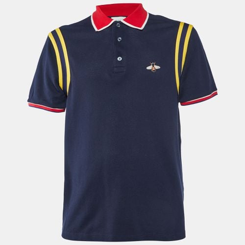 Gucci Navy Blue Cotton Pique Bee Detail Polo T-Shirt XXXL - Gucci - Modalova