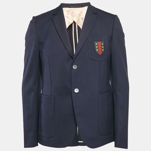 Badge Applique Gabardine Single Breasted Blazer L - Gucci - Modalova