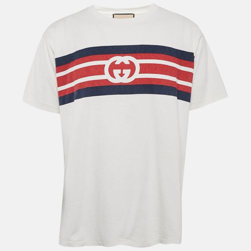 Gucci White Logo Print Jersey Crew Neck T-Shirt S - Gucci - Modalova