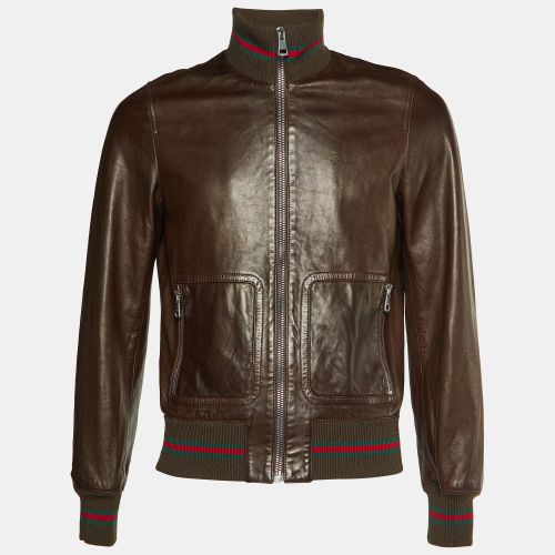 Gucci Brown Leather Bomber Jacket S - Gucci - Modalova