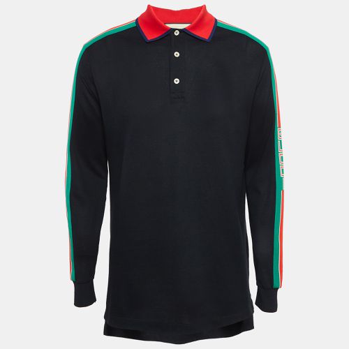 Gucci Black Side Stripe Cotton Pique Long Sleeve Polo T-Shirt M - Gucci - Modalova