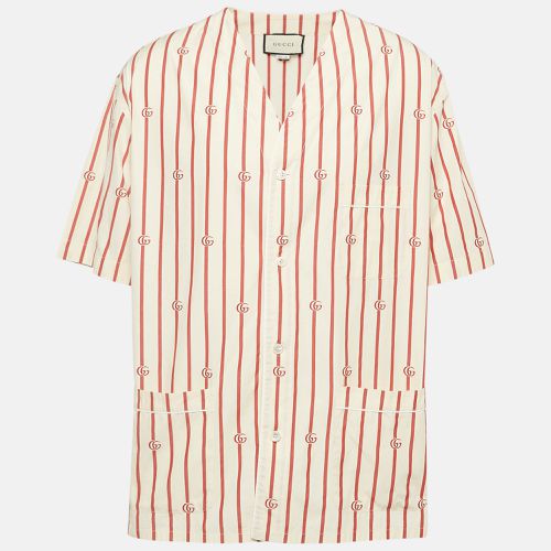 Gucci Cream GG Striped Cotton Bowling Shirt XXL - Gucci - Modalova