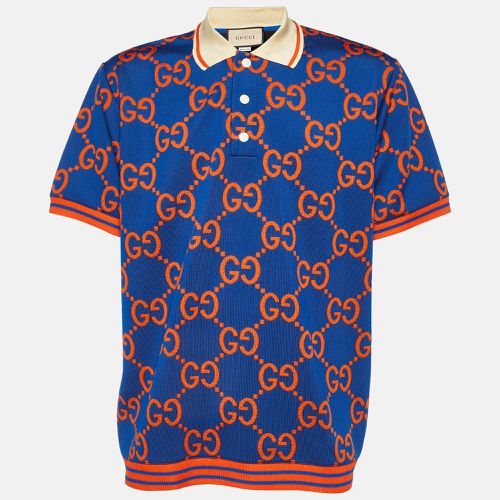 Gucci Blue/Orange GG Jacquard Jersey Polo T-Shirt XL - Gucci - Modalova