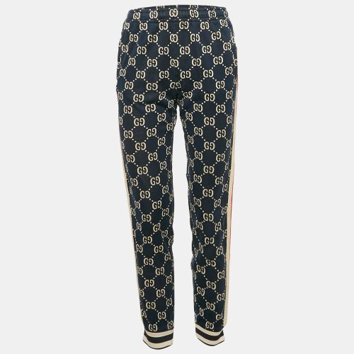 Gucci Navy Blue GG Supreme Cotton Knit Web Tape Trimmed Trackpants L - Gucci - Modalova