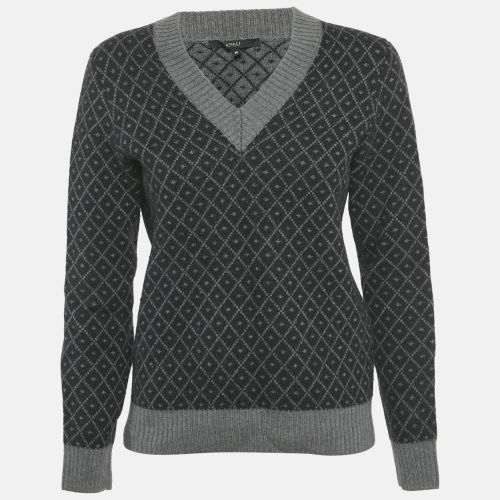 Gucci Black/Grey Diamante Wool Knit V-Neck Sweater M - Gucci - Modalova