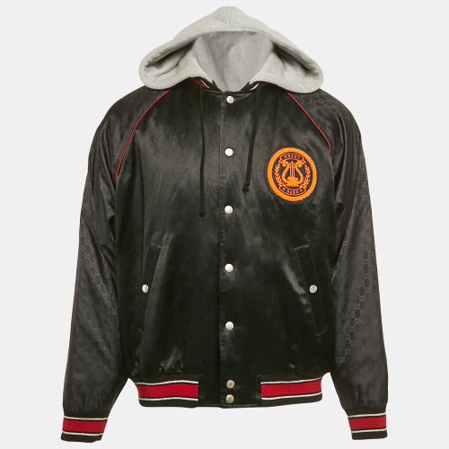 Gucci Multicolor GG Nylon and Satin Web Accent Zip Front Hooded Jacket S - Gucci - Modalova
