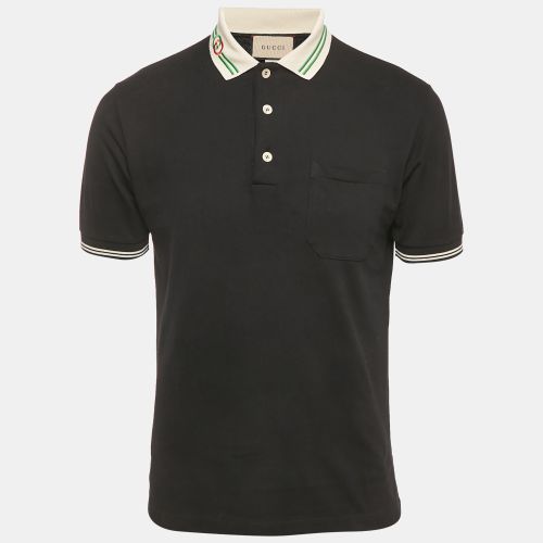 Gucci Black Interlocking GG Collar Pique Cotton Polo T-Shirt XS - Gucci - Modalova