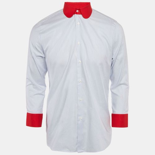 Gucci Blue Striped Cotton Contrast Collar Shirt L - Gucci - Modalova