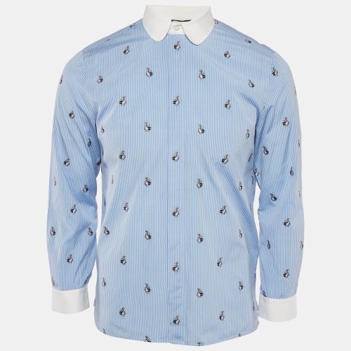 Gucci Blue Striped Cotton Rabbit Embroidered Cambridge Shirt M - Gucci - Modalova