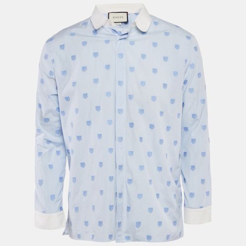 Gucci Blue Checks Cotton Tiger Head Embroidered Cambridge Shirt XL - Gucci - Modalova