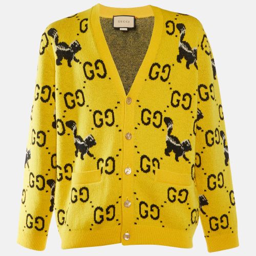 GG Skunk Wool Knit Button Front Cardigan M - Gucci - Modalova