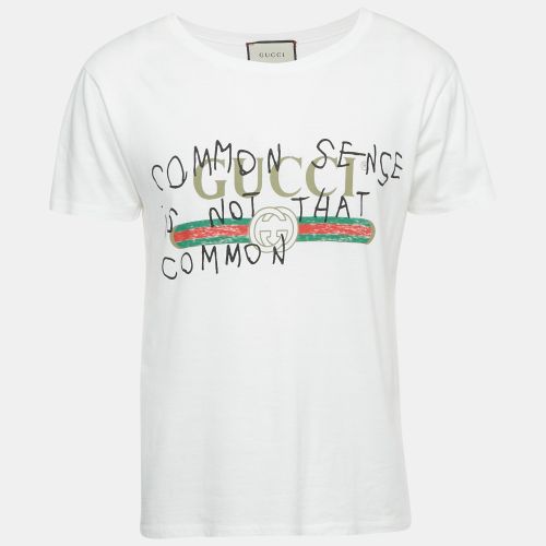 Gucci White Printed Cotton Distressed T-Shirt S - Gucci - Modalova