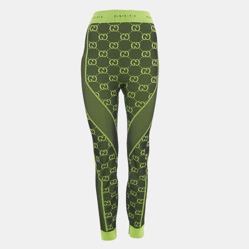 Gucci Neon Green GG Pattern Jersey Leggings L - Gucci - Modalova