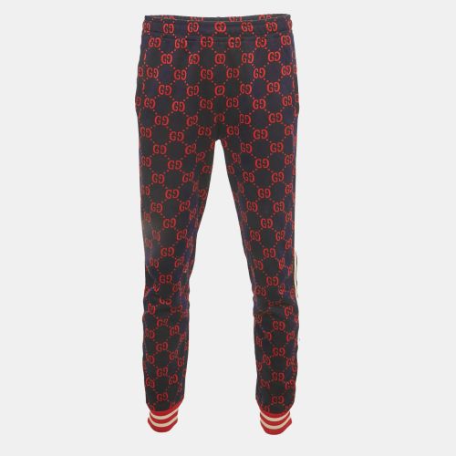 Gucci Navy Blue/Red GG Jacquard Knit Joggers L - Gucci - Modalova
