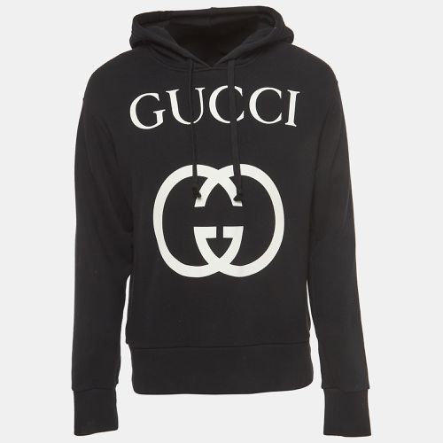 Gucci Black Logo Printed Cotton Knit Hooded Sweatshirt XS - Gucci - Modalova