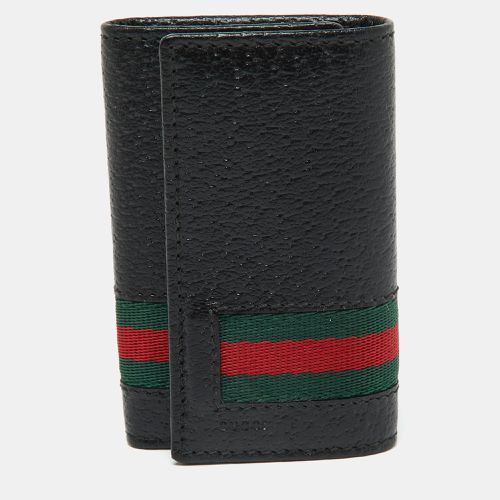 Gucci Black Leather Web 6 Key Case Holder - Gucci - Modalova