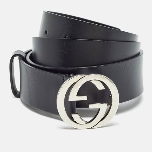 Gucci Black Leather Interlocking G Buckle Belt 100CM - Gucci - Modalova