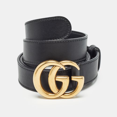 Gucci Black Leather GG Marmont Slim Belt 95 CM - Gucci - Modalova