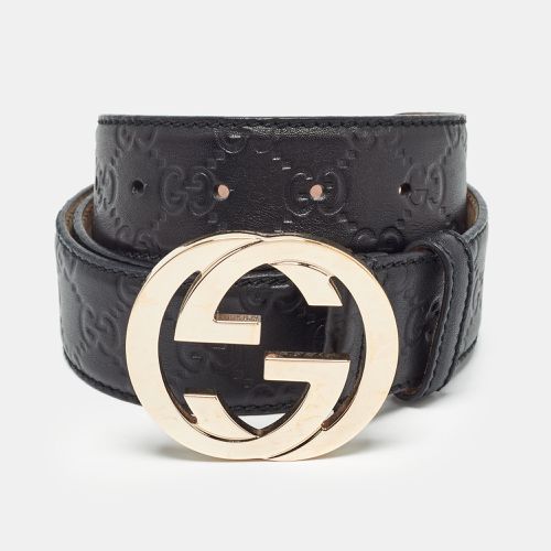 Gucci Black Guccissima Leather Interlocking G Buckle Belt 95 CM - Gucci - Modalova