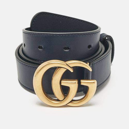 Gucci Navy Blue Leather GG Marmont Slim Belt 85 CM - Gucci - Modalova