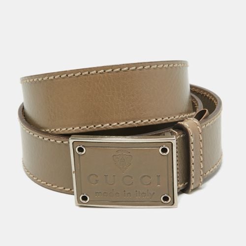 Gucci Beige Leather Logo Square Buckle Belt 100CM - Gucci - Modalova