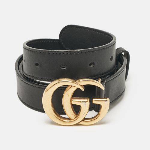 Gucci Black Leather GG Marmont Buckle Belt 90CM - Gucci - Modalova