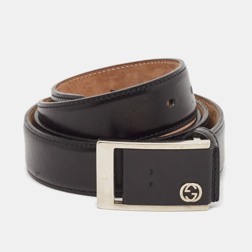 Gucci Black Leather Square Buckle Belt 100 CM - Gucci - Modalova