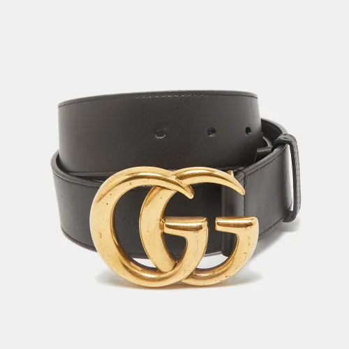 Gucci Dark Brown Leather GG Marmont Buckle Belt 80CM - Gucci - Modalova