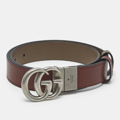 Gucci Burgundy/Brown Leather GG Marmont Reversible Belt 75 CM - Gucci - Modalova