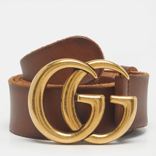 Gucci Brown Leather GG Marmont Buckle Belt 90CM - Gucci - Modalova