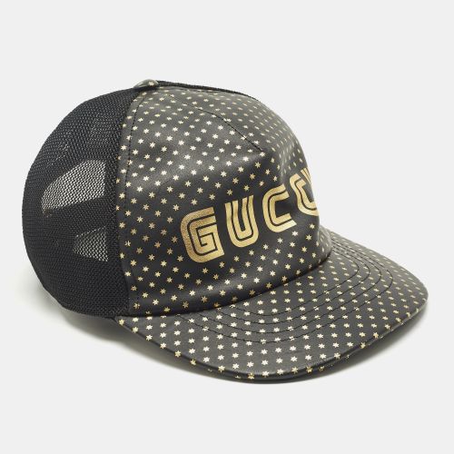 Gucci Black Guccy Stars Leather and Mesh Tucker Cap M - Gucci - Modalova
