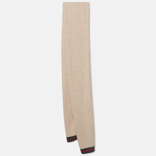 Gucci Beige Striped Edge Cashmere Blend Muffler - Gucci - Modalova