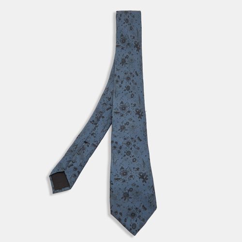 Gucci Blue Floral Print Silk Skinny Tie - Gucci - Modalova